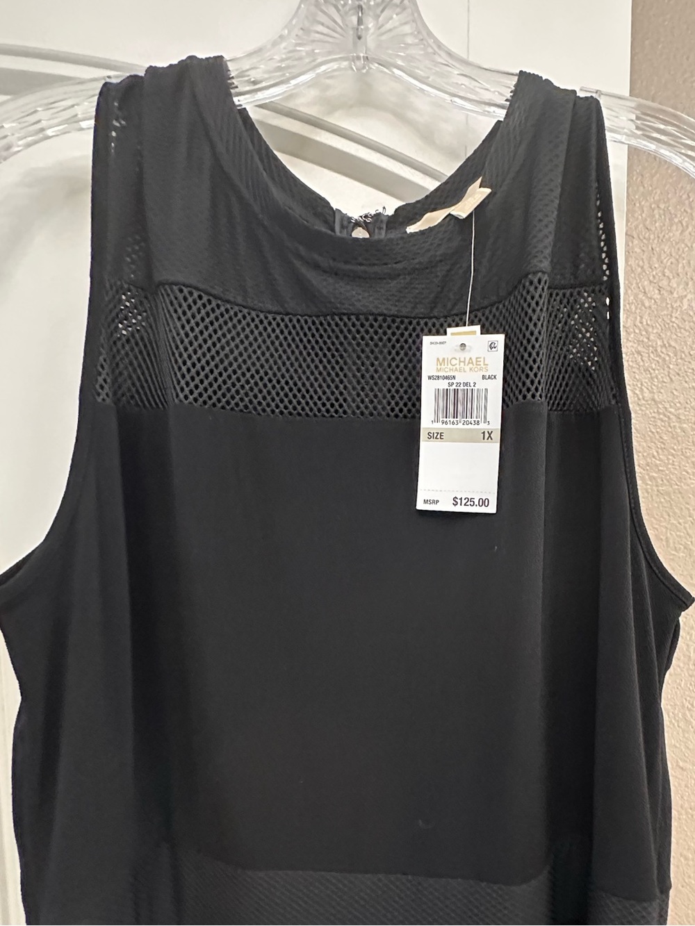 Michael Kors Black Mesh Panel Sleeveless Dress